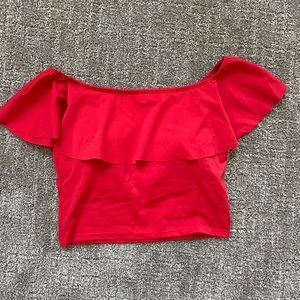 Kortni Jeane Ruffled Around Top in Red